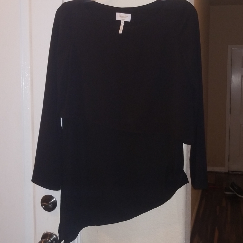 Black Long Sleeve Slanted Dress Slip